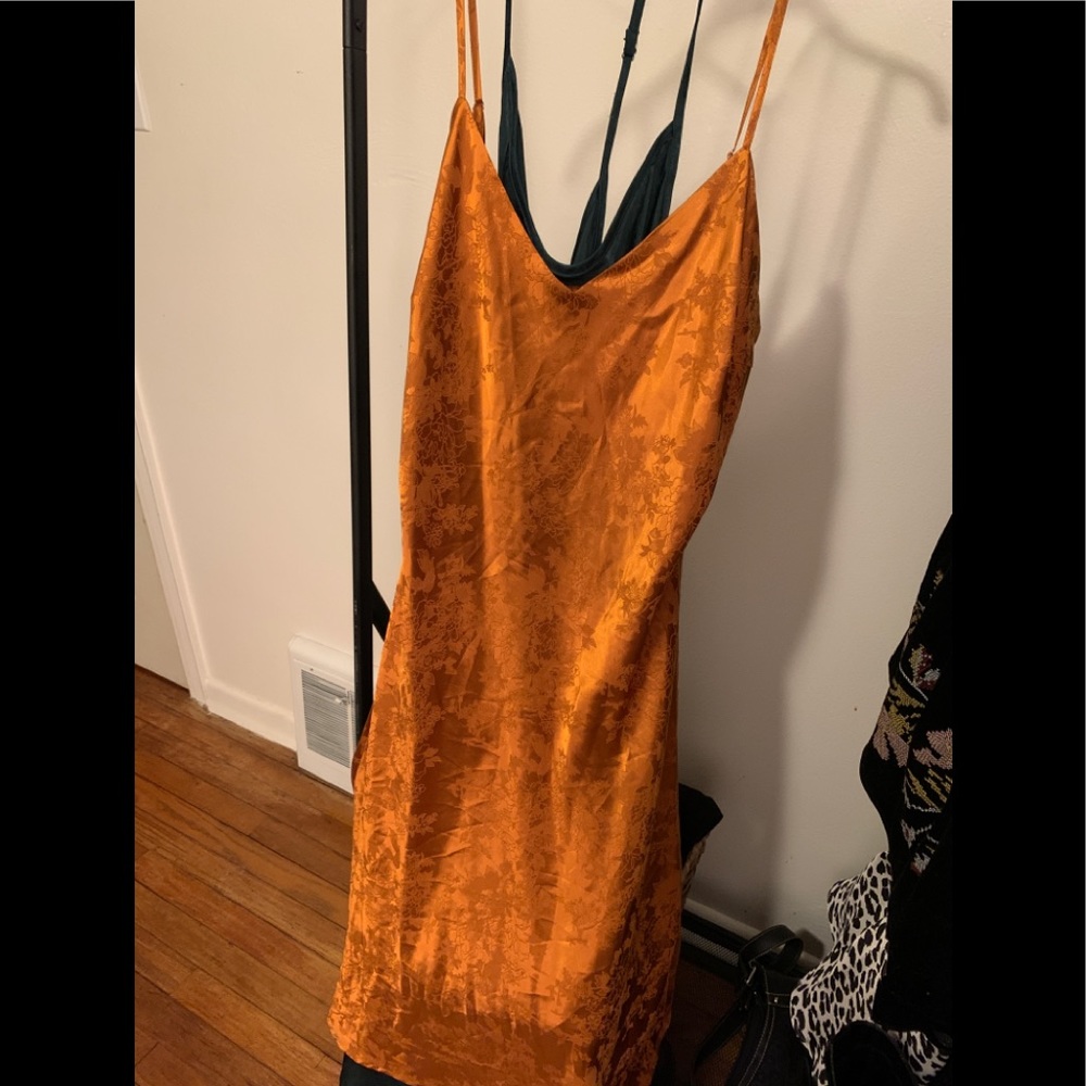 Goldish orange slip dress